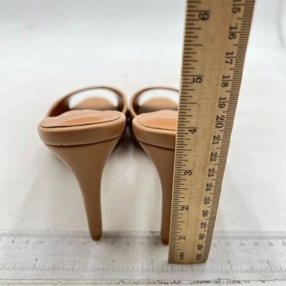 Milooey shoes Women's Kitten Low Heels Peep Toe Heeled Slide Sandals ,Nude - Picture 5 of 8